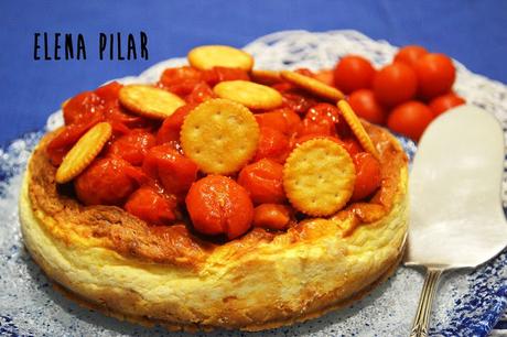 Cheesecake salada con mozzarella y tomatitos asados Cheesecake salada con mozzarella y tomatitos asados