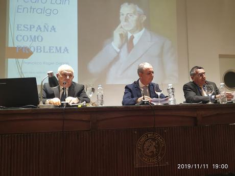 Conferencia Francisco Roger Garzón Ateneo Mercantil Valencia, sobre Pedro Laín Entralgo 