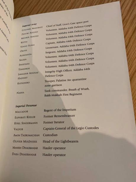 Dramatis Personae de The First Wall Dramatis Personae de The First Wall