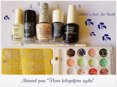 Flores azules holográficas