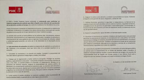 El acuerdo de gobierno PSOE con Unidas Podemos.Quién es quién. El acuerdo de gobierno PSOE con Unidas Podemos.Quién es quién.