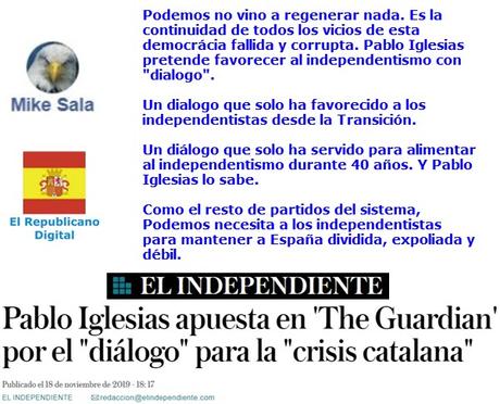 El diálogo trampa de Podemos con el independentismo.