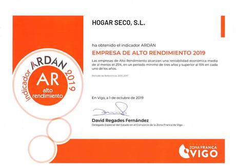 Hogar Seco, indicador Ardán 2019 «Empresa Alto Rendimiento» Hogar Seco Empresa Alto Rendimiento 2019