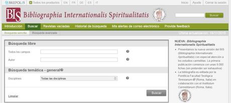 Bibliografía Internacional de Espiritualidad (BIS) online Bibliografía Internacional de Espiritualidad (BIS) online