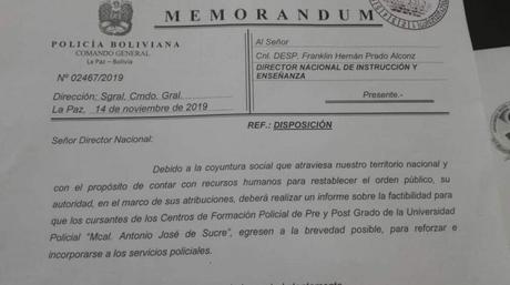 Las tensiones entre ambos cuerpos de seguridad representa un riesgo para la consolidación del golpe. Primicia: Fuente militar alerta que crecen divisiones entre policía y Fuerzas Armadas en Bolivia Las tensiones entre ambos cuerpos de seguridad representa un riesgo para la consolidación del golpe. Primicia: Fuente militar alerta que crecen divisiones entre policía y Fuerzas Armadas en Bolivia