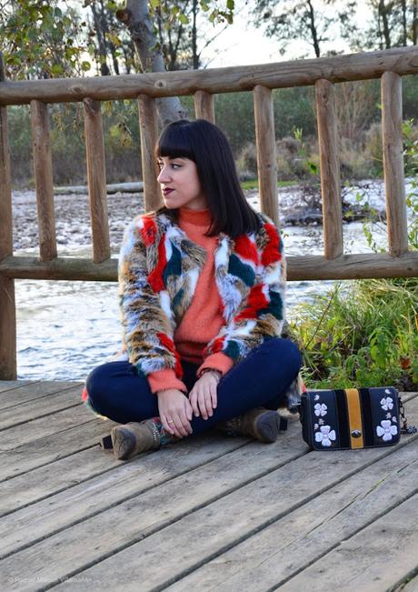 Abrigo de pelo multicolor