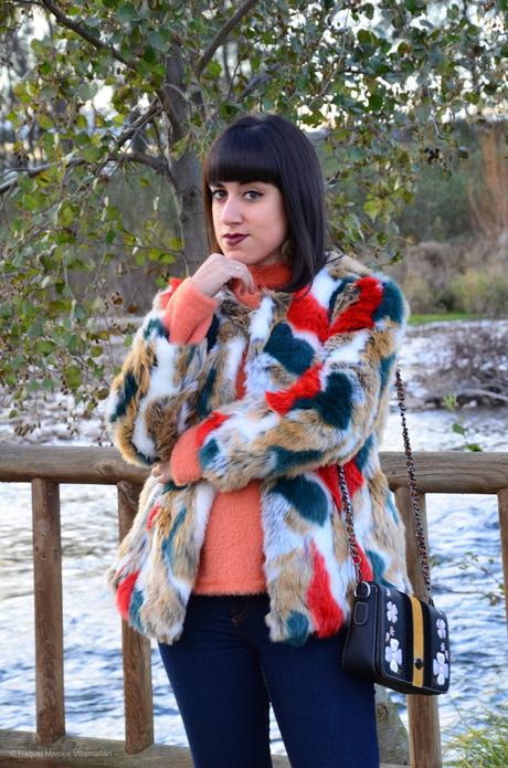 Abrigo de pelo multicolor