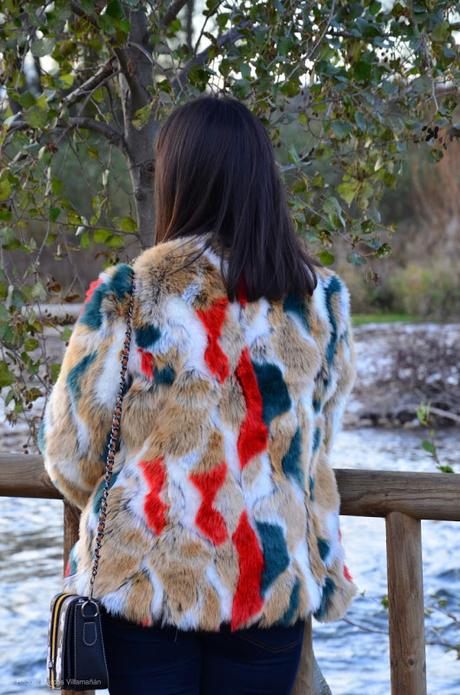 Abrigo de pelo multicolor