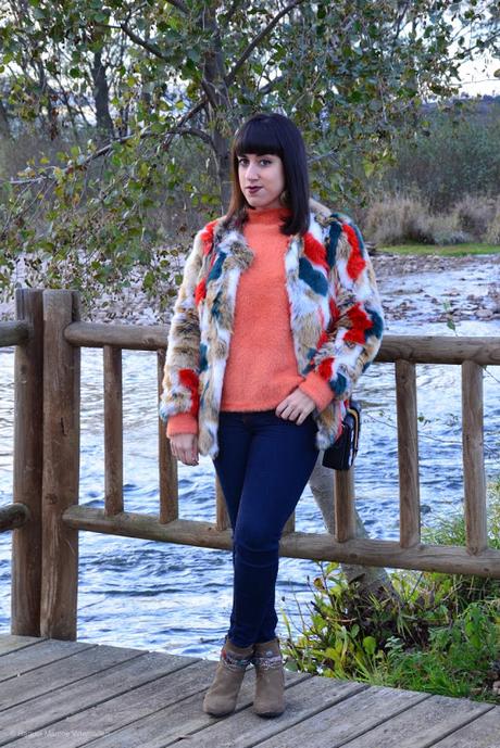 Abrigo de pelo multicolor