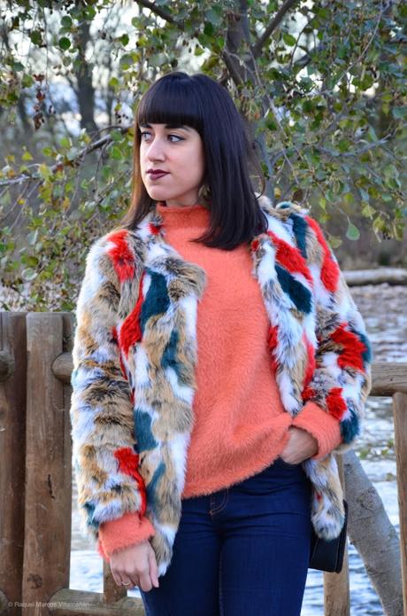 Abrigo de pelo multicolor