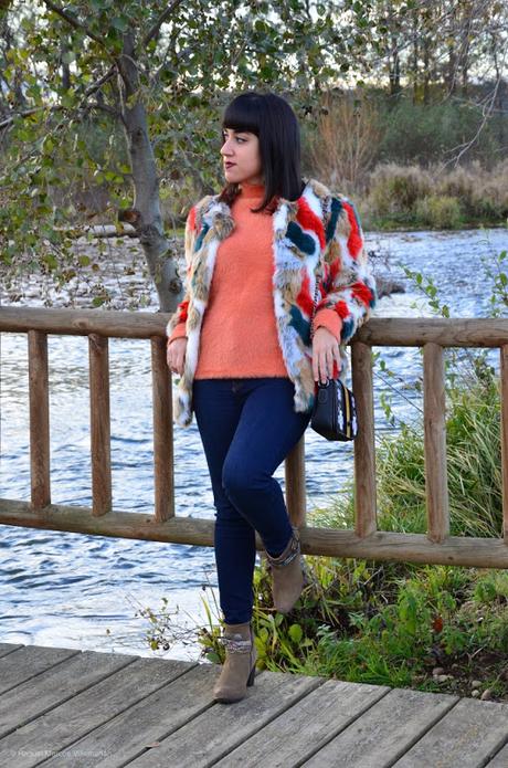 Abrigo de pelo multicolor