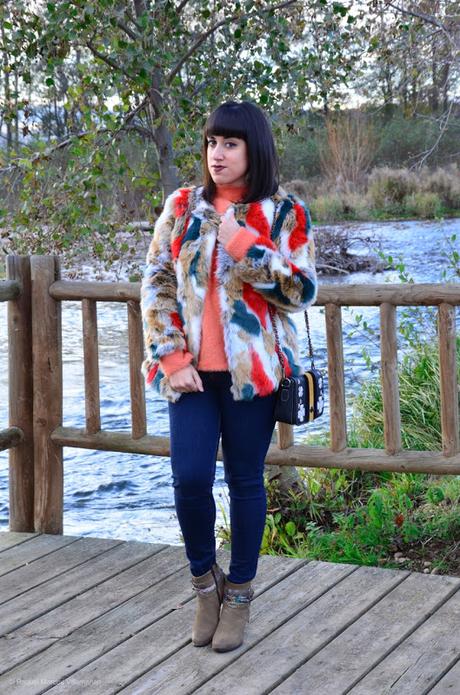 Abrigo de pelo multicolor