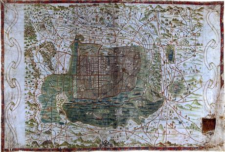 HERMOSOS MAPAS ANTIGUOS DE LA CIUDAD DE MÉXICO 1555 Mapa Upsala Ciudad de México Santa Cruz Alonso de 101