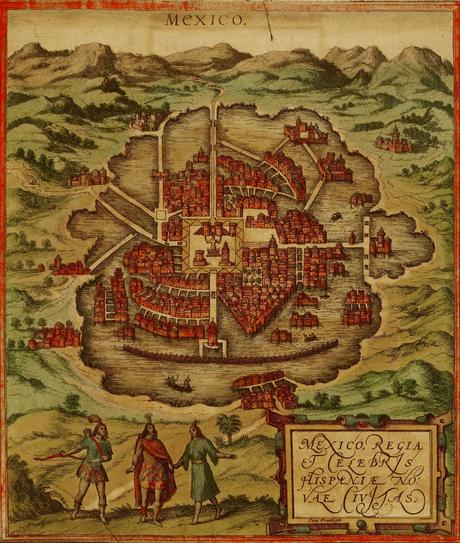 HERMOSOS MAPAS ANTIGUOS DE LA CIUDAD DE MÉXICO 1572 Ciudad de México Urbanización Flandes 1572, basado en mapa 1524