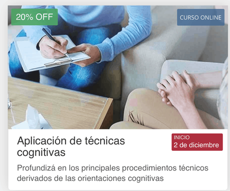20% OFF en cursos online especializados en terapia cognitiva conductual 20% OFF en cursos online especializados en terapia cognitiva conductual