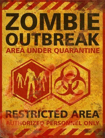 Carteles de advertencia sobre zombies, plagas, epidemias,...
