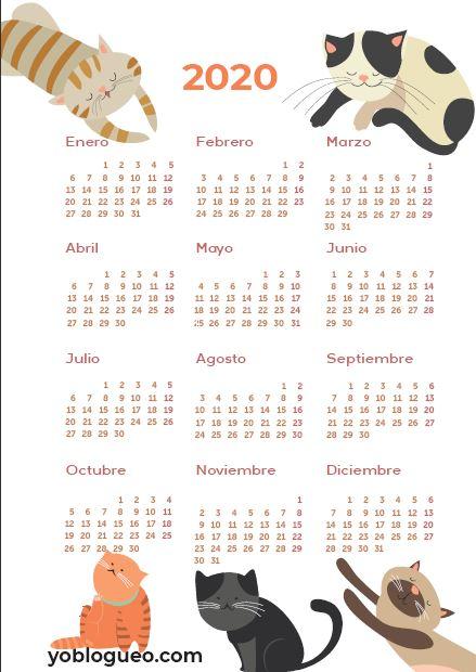 Calendario 2020 gratis en PDF imprimible en varios modelos tamaño folio Calendario 2020 gratis en PDF imprimible en varios modelos tamaño folio