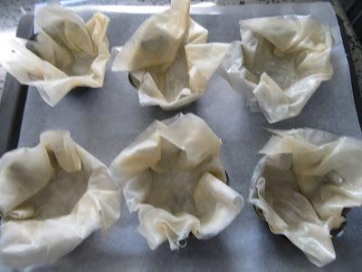Introducir en las flaneras Timbal de marisco crujiente Thermomix