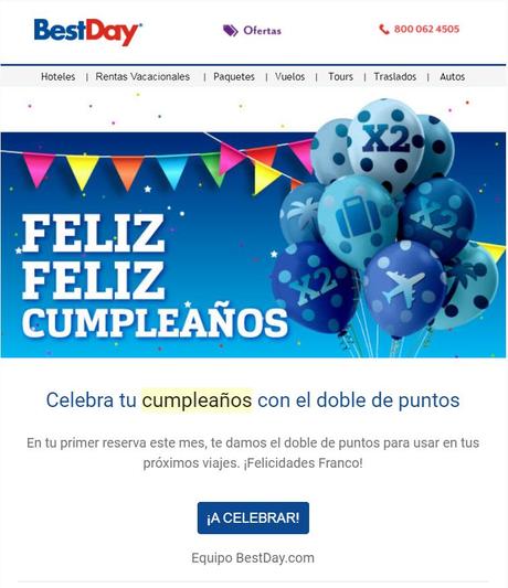 Promoción de cumpleaños Bestday Promoción de cumpleaños Bestday