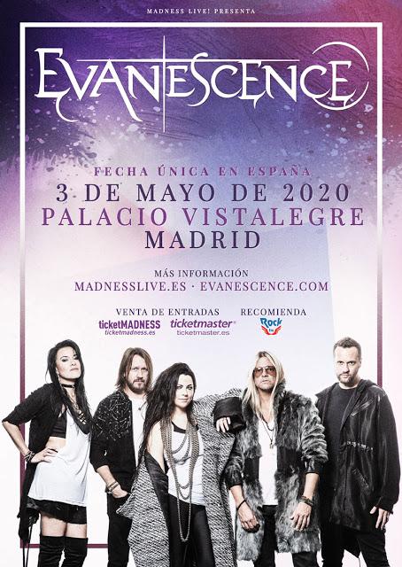 Concierto de Evanescence el 3 de mayo en el Palacio Vistalegre de Madrid