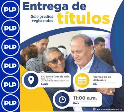 MPC ENTREGARÁ 250 TÍTULOS DE PROPIEDAD EN ASIA...