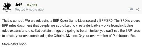 Chaosium lanzará una OGL que no es tan OGL al final