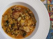 Arroz caldoso setas, acelgas costillas