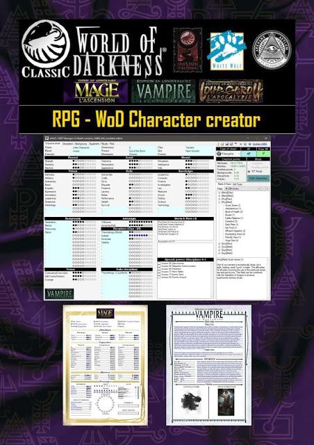 Generador de fichas de VtM, MtA y catálogo de Onyx Path para todos