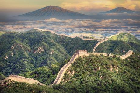 Paisaje, Muralla, China, Montaña, Asia, Antigua