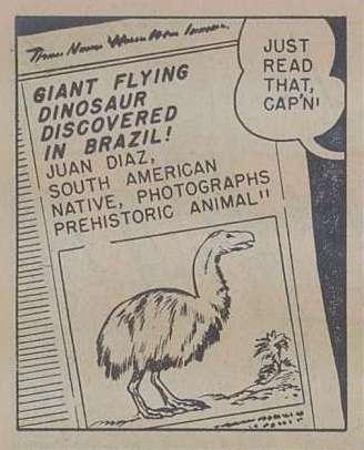 Un dinosaurio emplumado en un cómic de 1946