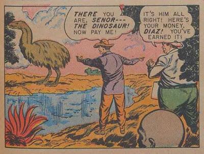 Un dinosaurio emplumado en un cómic de 1946