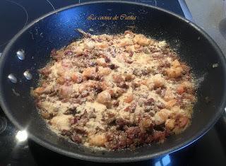 Vieiras gratinadas con jamón y gambas Vieiras gratinadas con jamón y gambas