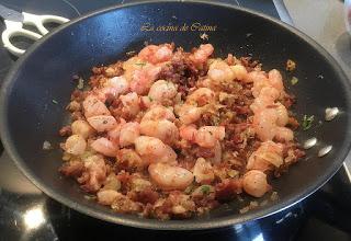 Vieiras gratinadas con jamón y gambas Vieiras gratinadas con jamón y gambas