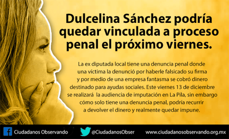 Ex diputada Dulcelina Sánchez podría quedar vinculada a proceso