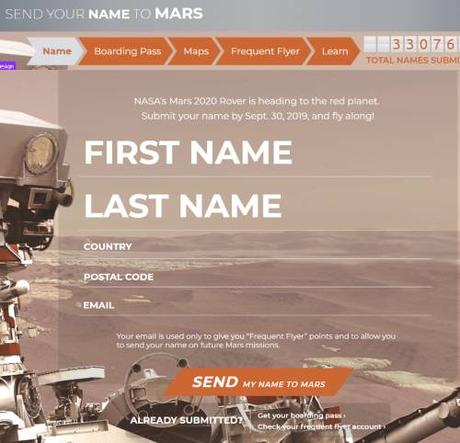 Manda tu nombre a Marte con el rover Mars 2020 de la NASA