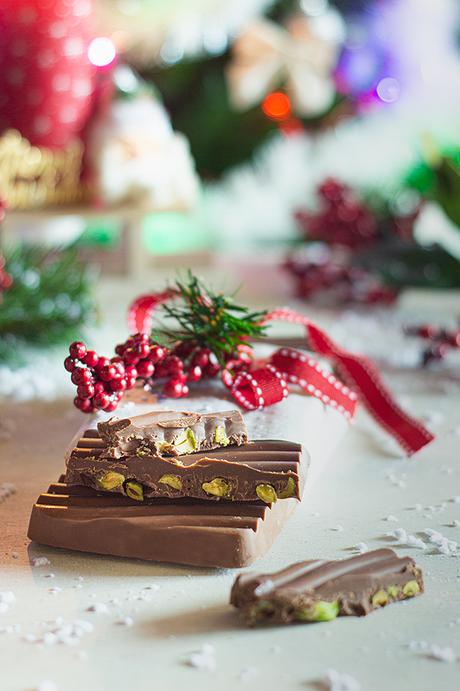 Turrón de chocolate y pistachos