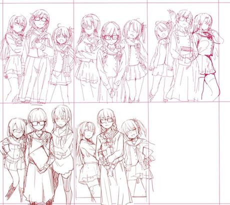 Diseños principales de ''OreSuki'', con las colegialas Momo Sakurabara y Runa Kusami Diseños principales de ''OreSuki'', con las colegialas Momo Sakurabara y Runa Kusami