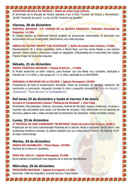 Programa de Navidad Cacabelos 2019