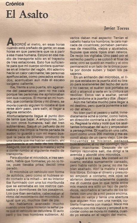 El asalto, cuento de Javier Torres El asalto, cuento de Javier Torres