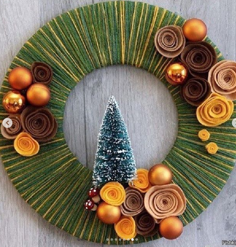 10 Coronas navideñas diy con hilo de colores