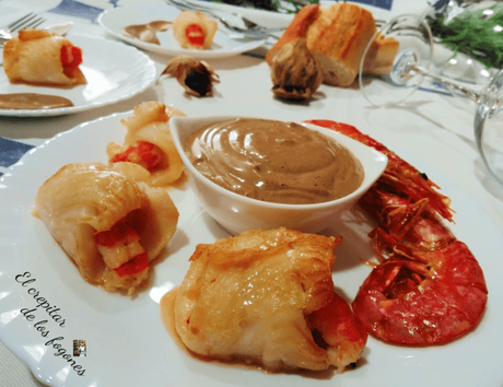 LANGOSTINOS ASADOS CON SALSA DE AJO Y COÑAC LANGOSTINOS ASADOS CON SALSA DE AJO Y COÑAC