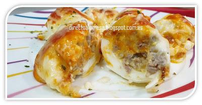 Huevos rellenos de carne