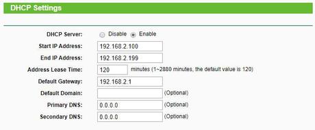 Configuarción DHCP del router secundario