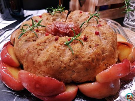 Pastel de carne de cerdo y manzanas