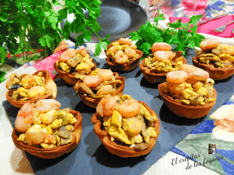 SAQUITOS DE PASTA FILO RELLENOS DE SETAS CON JAMÓN