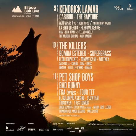 Cartel por días del Bilbao BBK Live 2020, que suma a FKA Twigs, Bomba Estéreo, Perfume Genius, Inhaler...