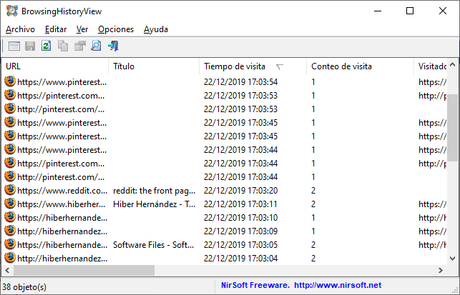 BrowsingHistoryView 2.35 ahora elimina el historial de navegación de Chrome, Chromium y Firefox BrowsingHistoryView