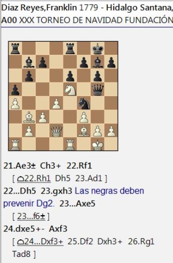 Fragmentos de partidas de la 6ª ronda de la XXX Edición del Torneo de Navidad de la Fundación CajaCanarias