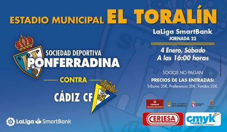 La Liga vuelve a el Toralín el 4 de enero con el partido Ponferradina – Cádiz