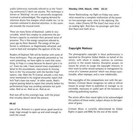 King Crimson - The ProjeKcts (ProjeKct One) - Live At The Jazz Cafe del Box  (1999)